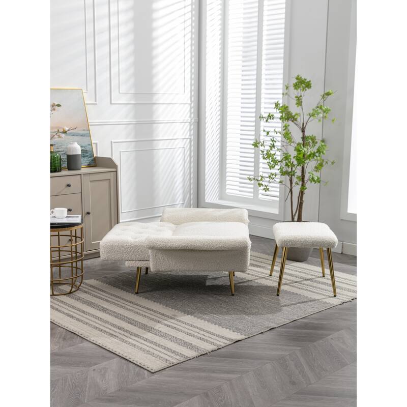 Bottom Tufted Accent Lounge Chair with Adjustable Arm and Back