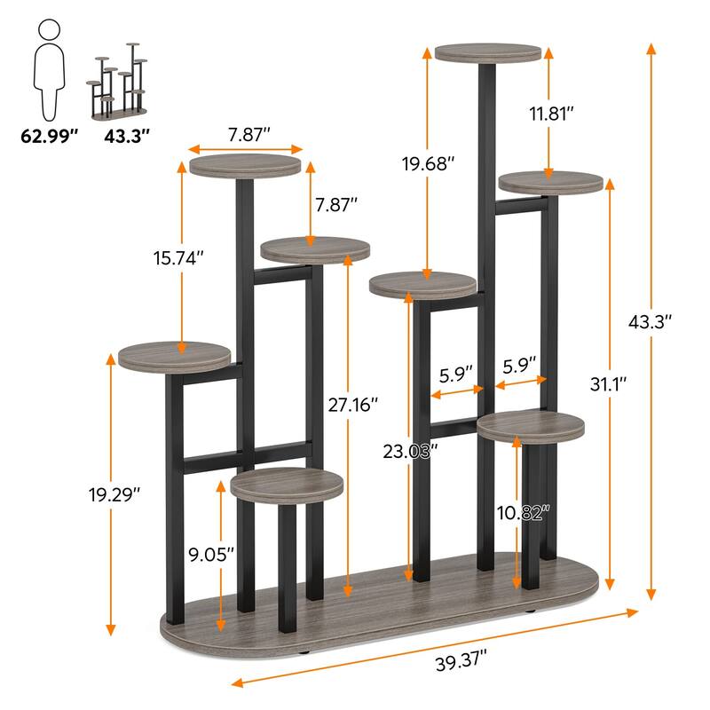 Multi-Tiered 11 Potted Plant Stand Flower Shelf Indoor