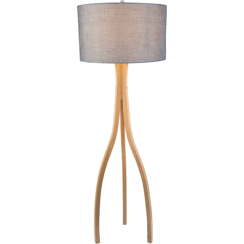 Contemporary Alton Floor Lamp with Natural Finish Wood Base
