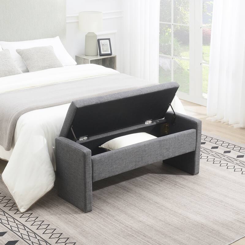 Modern Bed End Bench with Storage,Upholstered Large Foot Rest Stool, Comfy Window