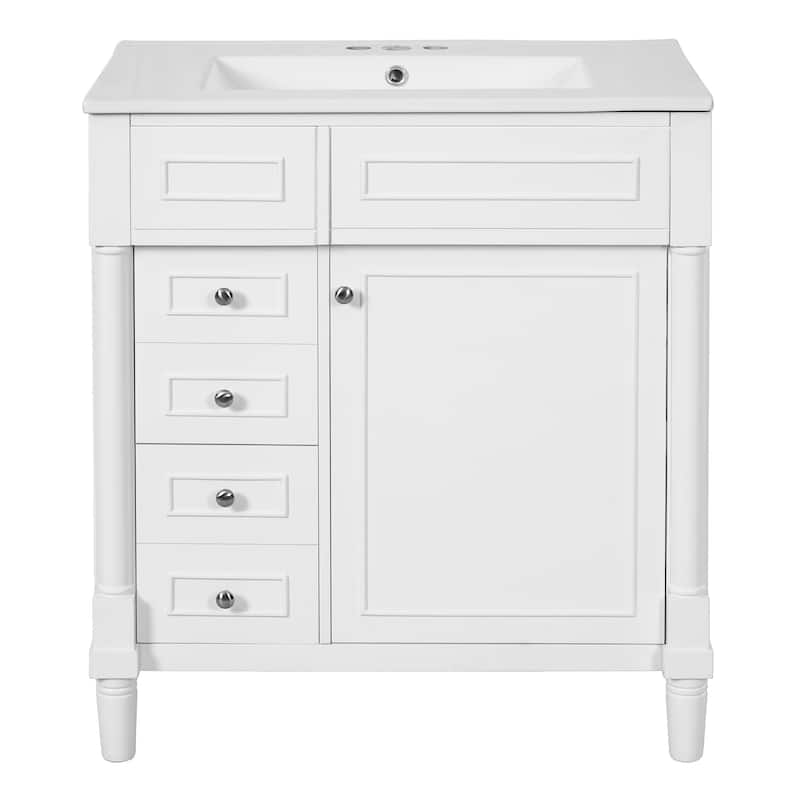 30"Bathroom Vanity with Sink, Freestanding Bathroom Storage Vanity Cabinet w/Soft-Closing Door, Bathroom Cabinet with 2 Drawers