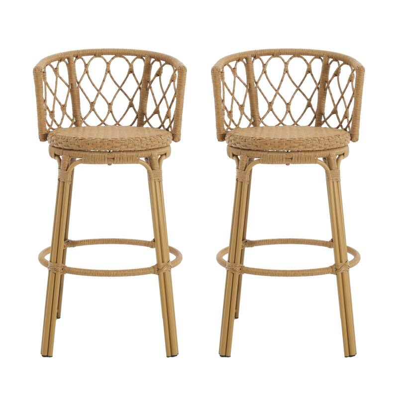 Solstice Outdoor Wicker Barstools by Christopher Knight Home