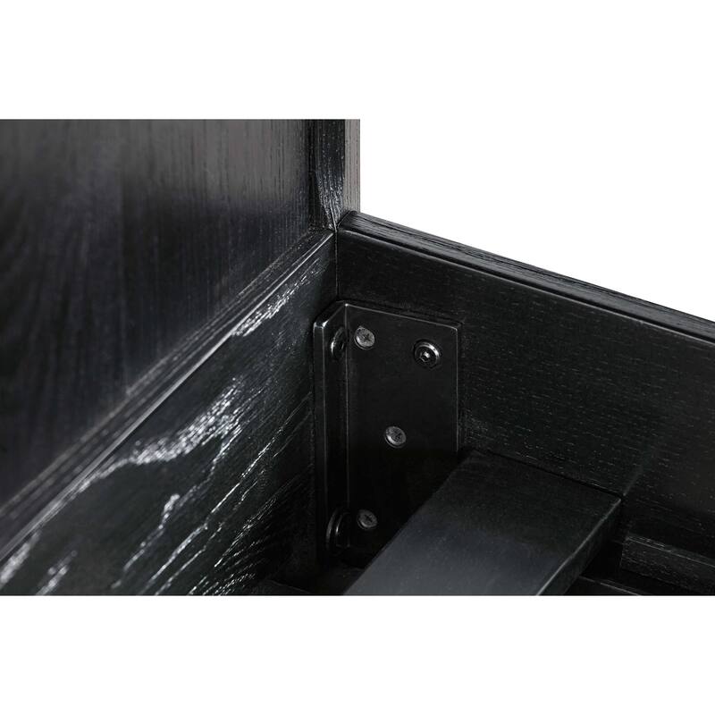 Deona 3pc King Size Bedroom Set with 2 Nightstand, Brushed Black Oak Wood