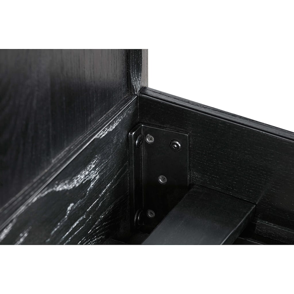 Deona 3pc King Size Bedroom Set with 2 Nightstand, Brushed Black Oak Wood