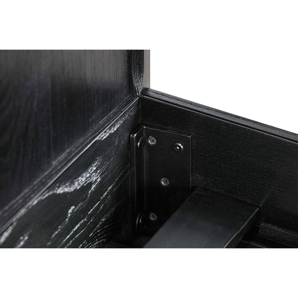 Deona 3pc Queen Size Bedroom Set with 2 Nightstands, Brushed Black Oak Wood