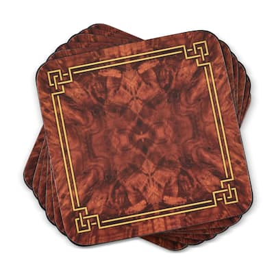 Pimpernel Set of 6 Walnut Burlap Coasters - 4 Inches Sq.