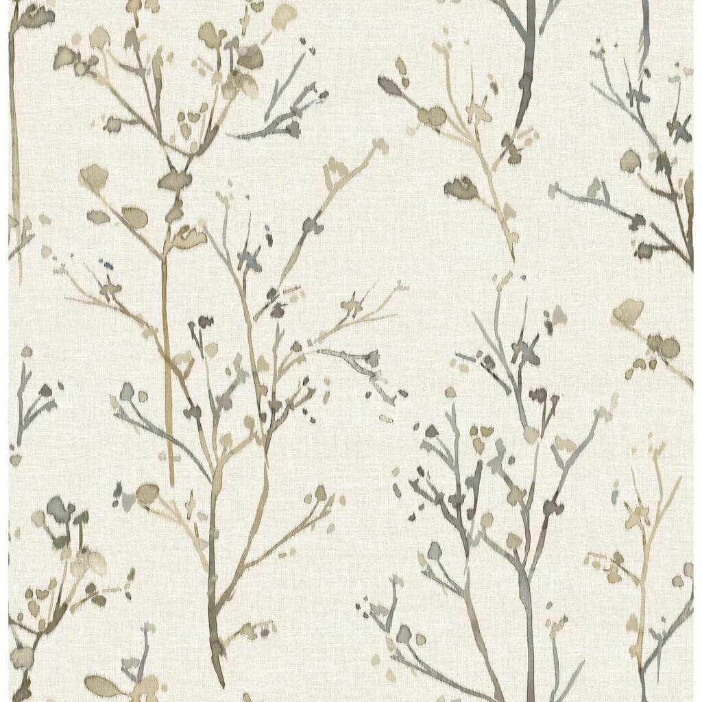 A-Street Prints Silverling Neutral Budding Branches Wallpaper