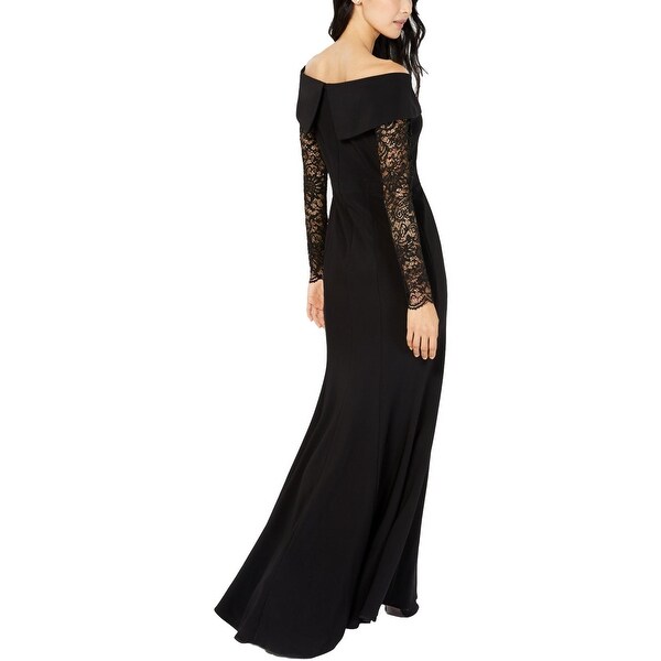 xscape off the shoulder lace gown