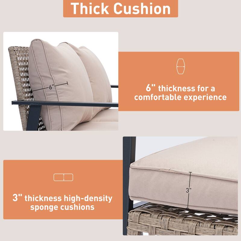 Ainfox Patio Double Outdoor Rocking Chair Bench Loveseat with Cushions