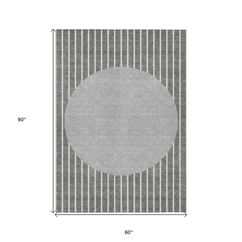 HomeRoots Striped Transitional Rectangle Outdoor Rug