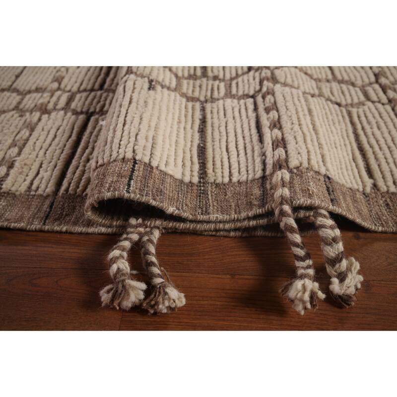 Ivory Large Moroccan Oriental Area Rug Handmade Wool Carpet - 12'2"x 16'9"