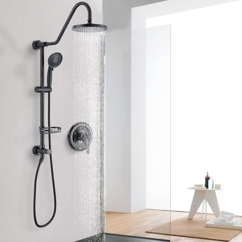 Proox 5-sprayer Rain Shower Faucet with Handheld Shower Soap Dish