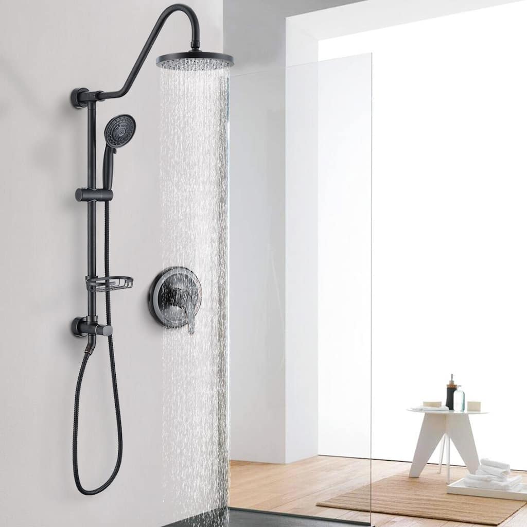 Proox 5-sprayer Rain Shower Faucet with Handheld Shower Soap Dish