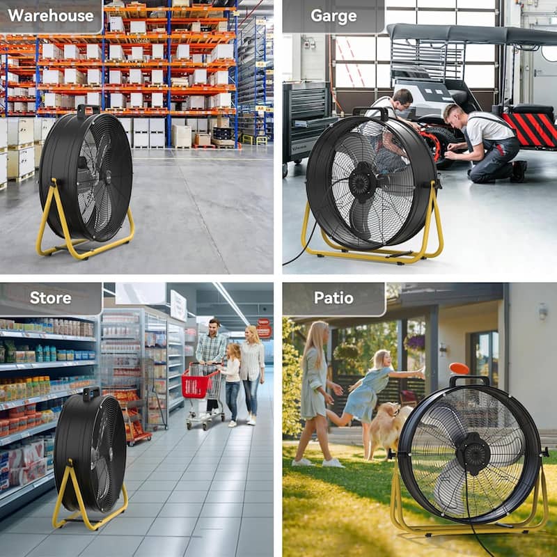 24" Industrial 3-Speed 240W Adjustable High Velocity Portable Drum Fan