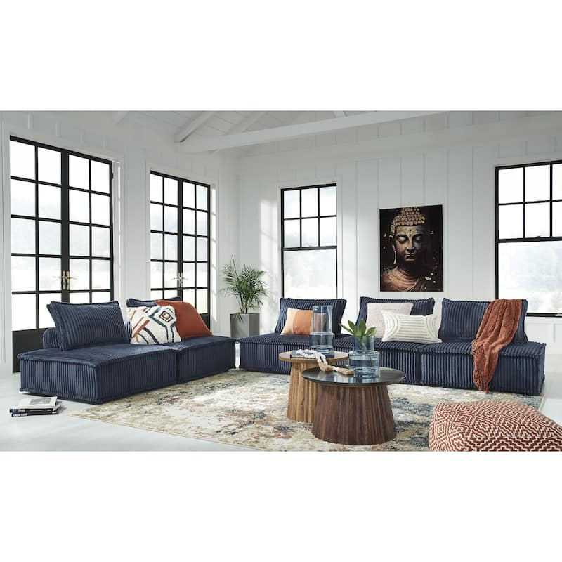 Signature Design by Ashley Bales Blue 5-Piece Modular Seating - 117"W x 117"D x 28"H
