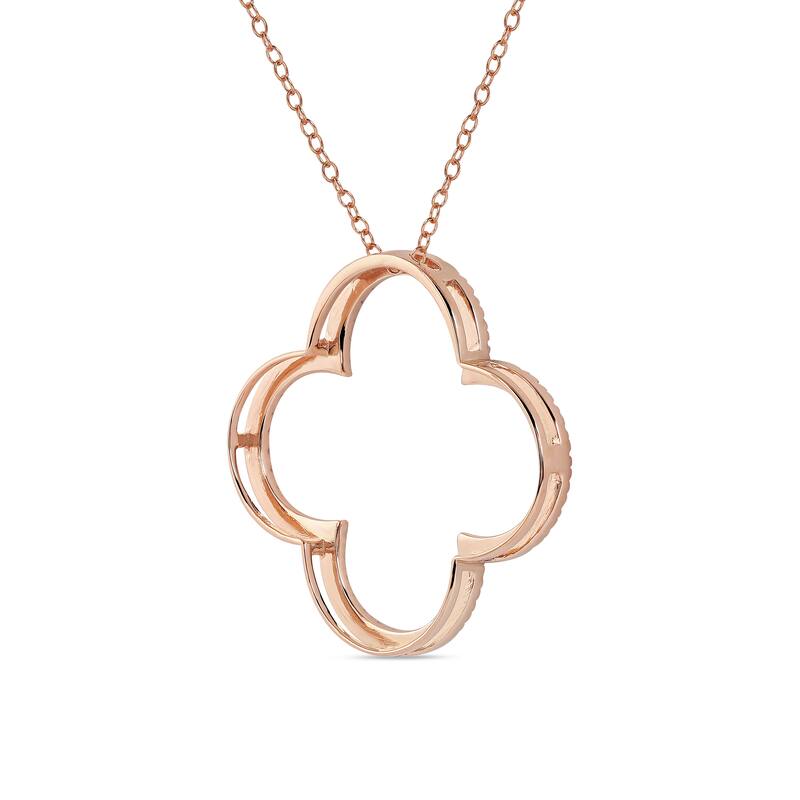 1/6ct - 1ct TDW Diamond 14K Gold Open Clover Pendant Necklace for Women
