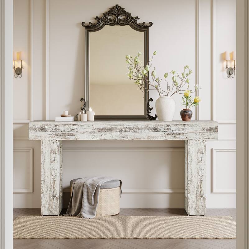 63-inch Wood Narrow Console Sofa Hallway Accent Table for Entryway