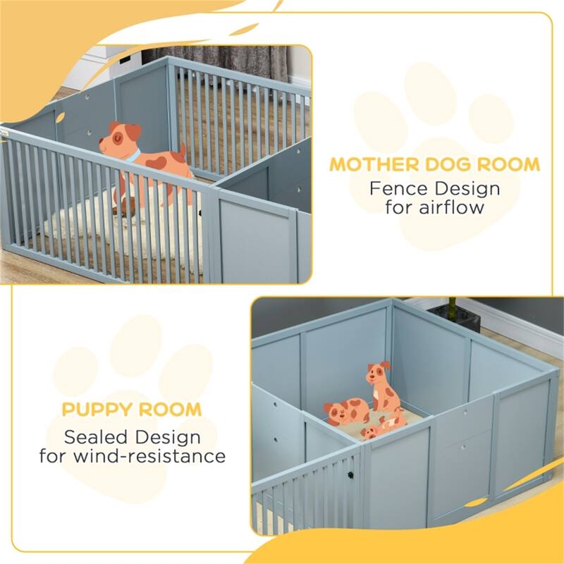 Durable Pinewood Dog House with Removable Panels - 81" L x 39.25" W x 19.75" H