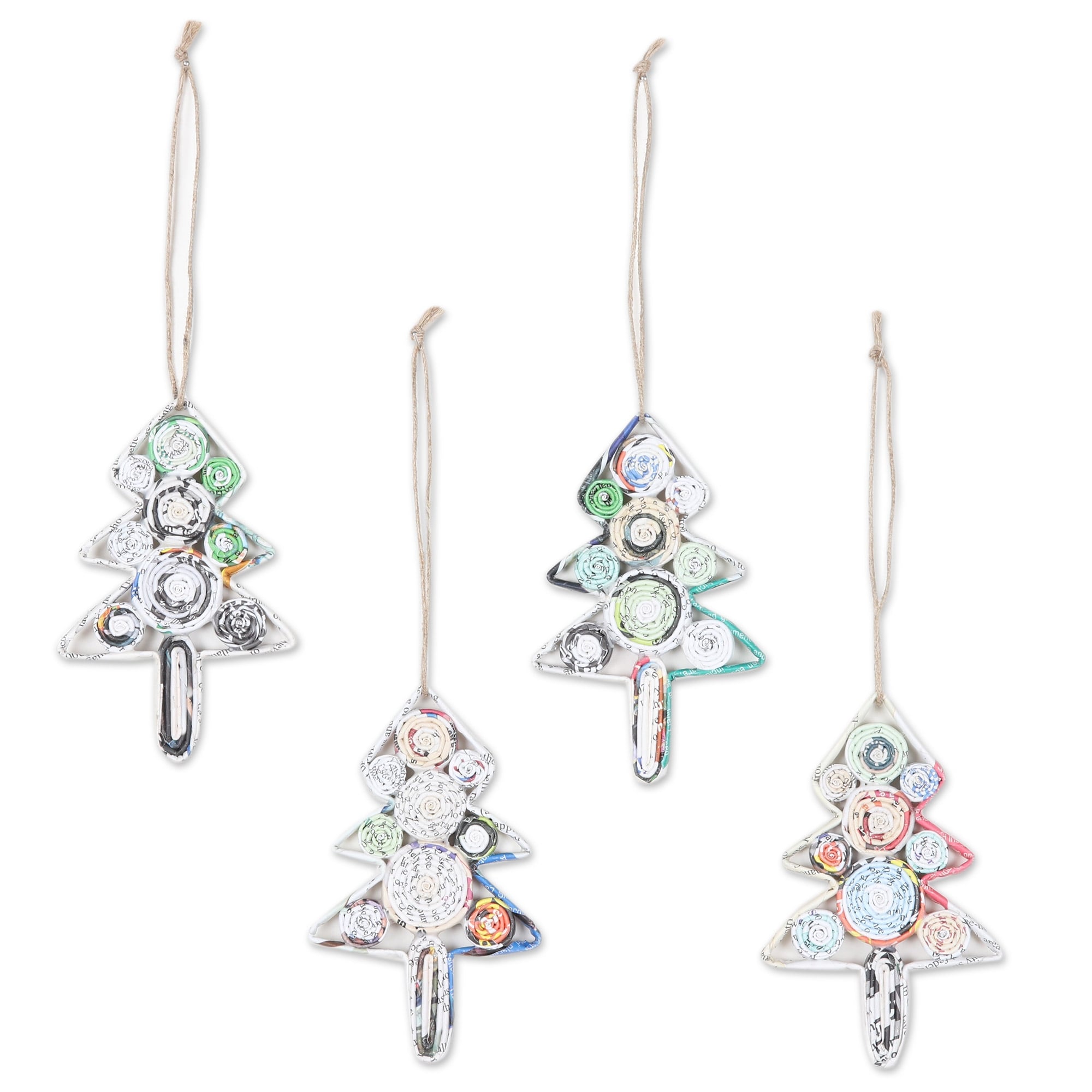 Novica Handmade Eco Christmas Recycled Paper Ornaments (Set Of 4)