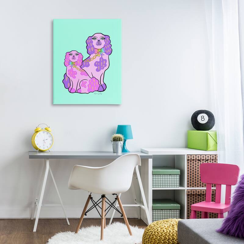 Stupell Funky Glam Dogs on Turquoise Canvas Wall Art Design By Katie Conley