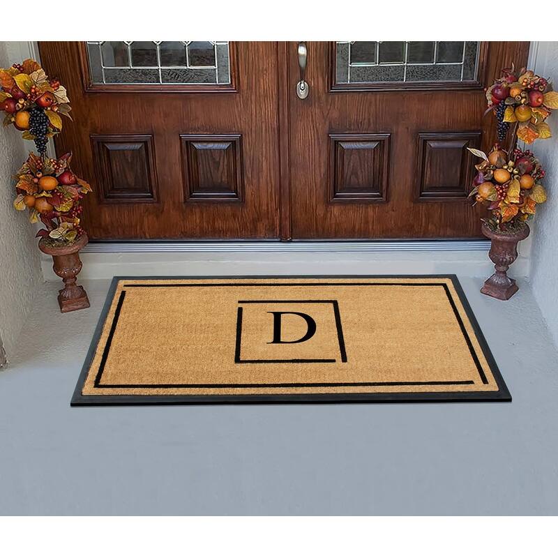 A1HC- Designer Hand-Crafted Rubber Coir Molded Double/Single Door Mat Monogrammed, Perfect and More Functional Size 24x48 Inch
