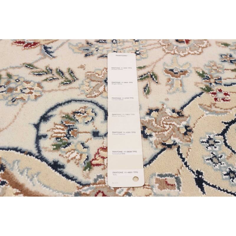 ECARPETGALLERY Hand-knotted Nain Cream Silk, Wool Rug - 5'10 x 9'1