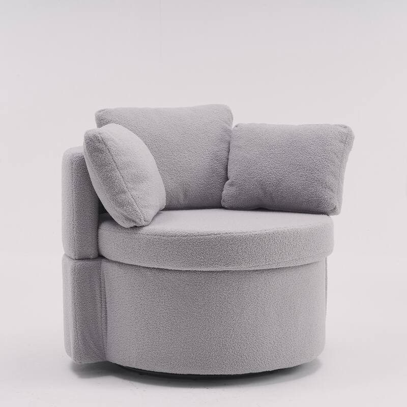 Teddy Fabric Swivel Storage Chair With Back Cushion