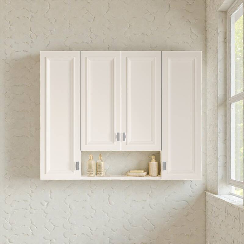 36" Wall Mounted Bathroom Medicine Cabinet with 5 Adjustable Shelves, Modern Storage Cabinet with Soft Close Hinges