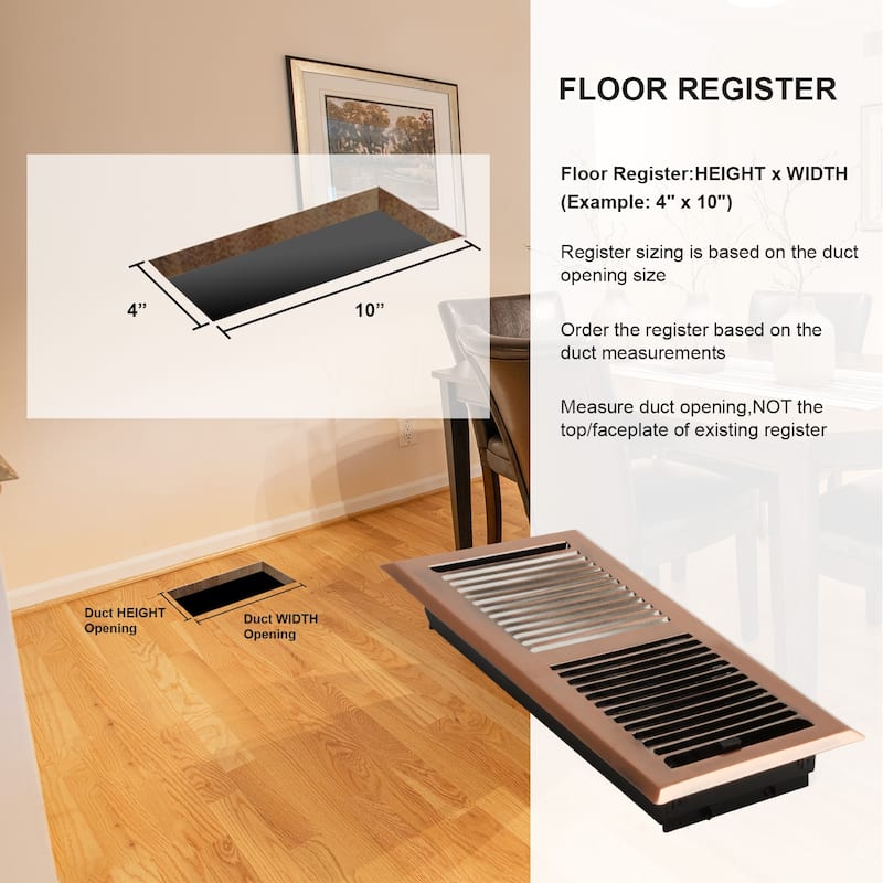 Akicon Stripe Design 4"x10" Floor Register with Trap Net