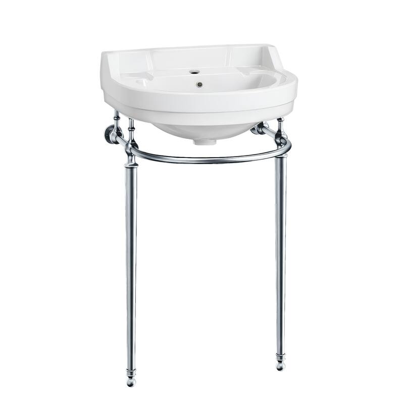 Whitehaus Console Sink With Semi-Circular Bowl, Metal Leg Supports and Front Towel Bar. - Clear - 1 hole