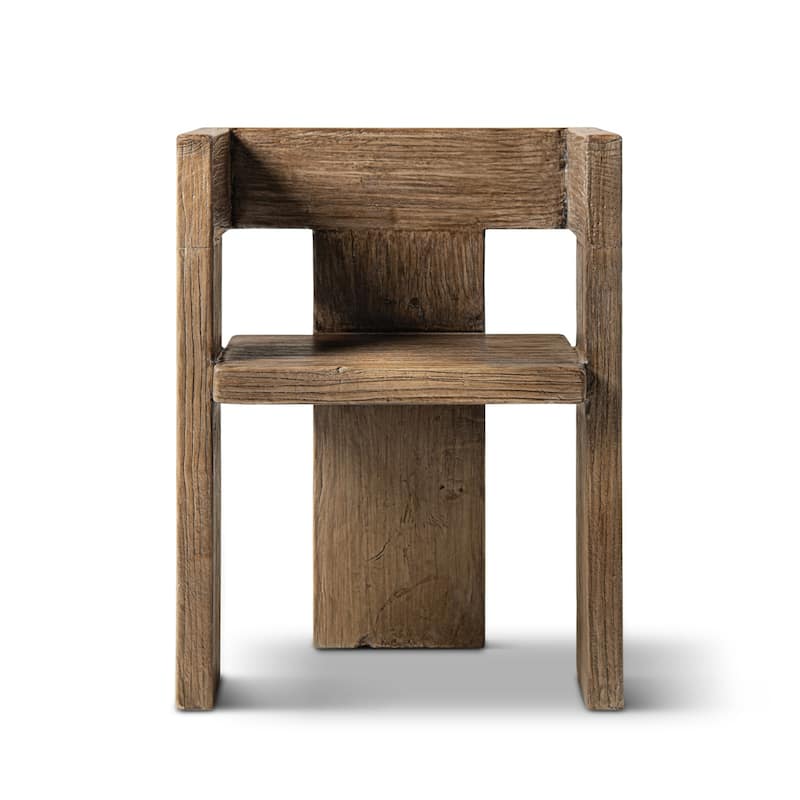 Jennifer Taylor Home Avenel Solid Reclaimed Elm Sculptural Block Accent Chair