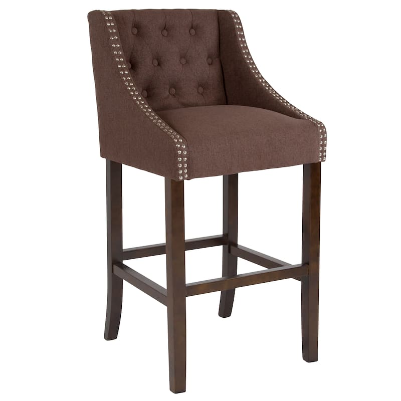 Transitional 30-inch Tufted Nailhead Barstool - 20"W x 22"D x 42"H - 20"W x 22"D x 42"H