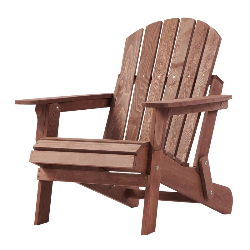 Oversize Wooden Outdoor Folding Adirondack Chair with Pre-Assembled BackRest & SeatBoard, for Garden Pool Deck Firepit