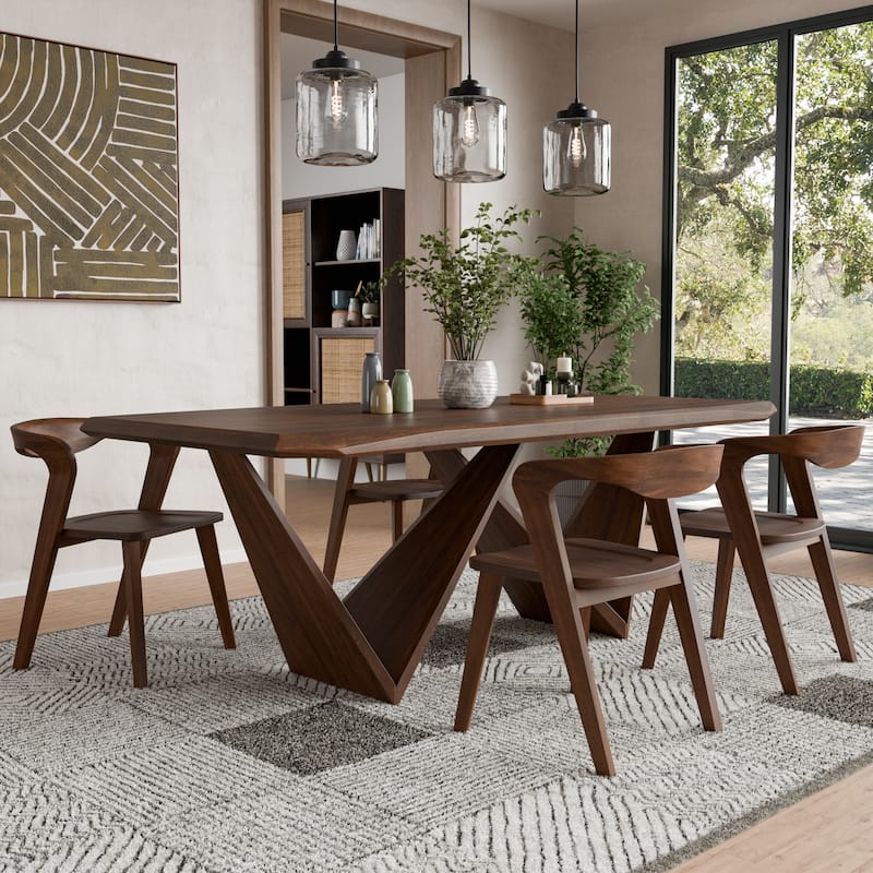 Furniture of America Abigail III Mid-Century Modern 5-Piece Rich Walnut Solid Wood Dining Set - Rich Walnut