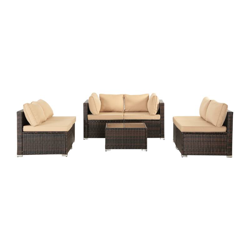 7-Piece Wicker Patio Conversation Set with Cushions