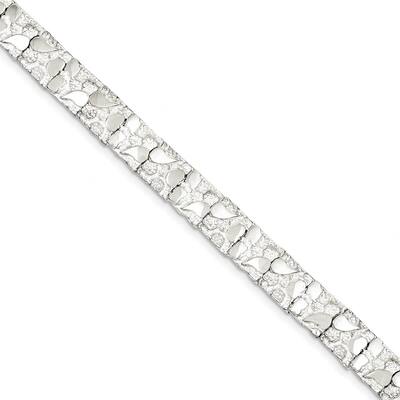 925 Sterling Silver 9mm Nugget Bracelet, 7"