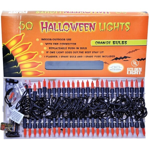 Mini Halloween Light Set Orange 50ct Novelty