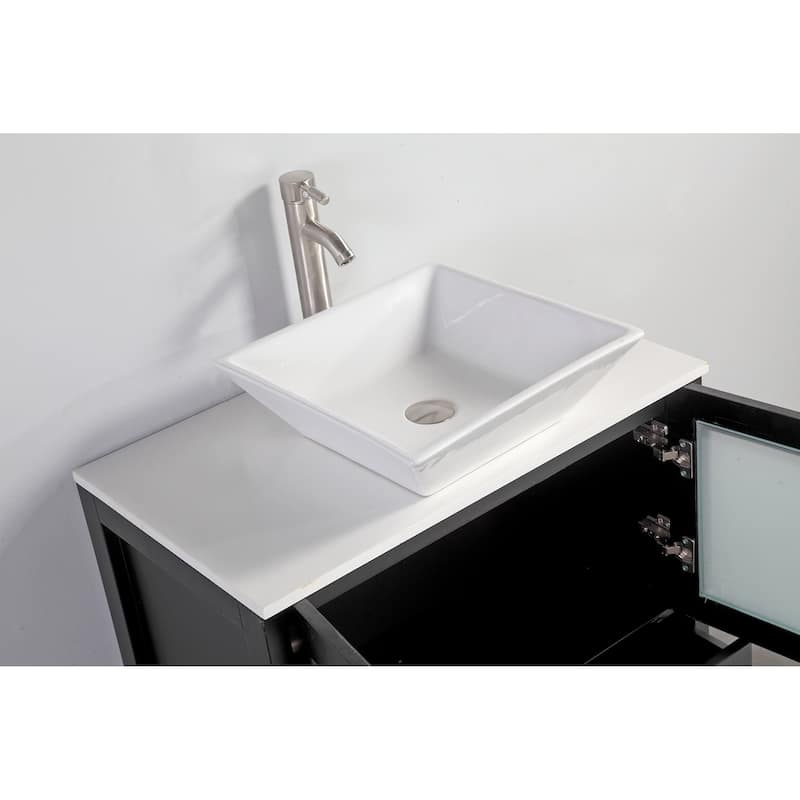 Vanity Art 72" Double Sink Bathroom Vanity Set with Engineered Marble Top and Free Mirror - 72 W X 18.5 D X 31.1 H
