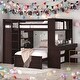preview thumbnail 1 of 14, Full size Loft Bed with Twin size Stand-alone bed, Shelves,Desk,and Wardrobe,No Box Spring Required Espresso