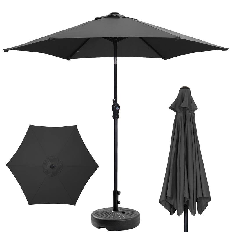 Autlaycil 7.5FT Solar Patio Umbrella with Base and Tilt,Crank