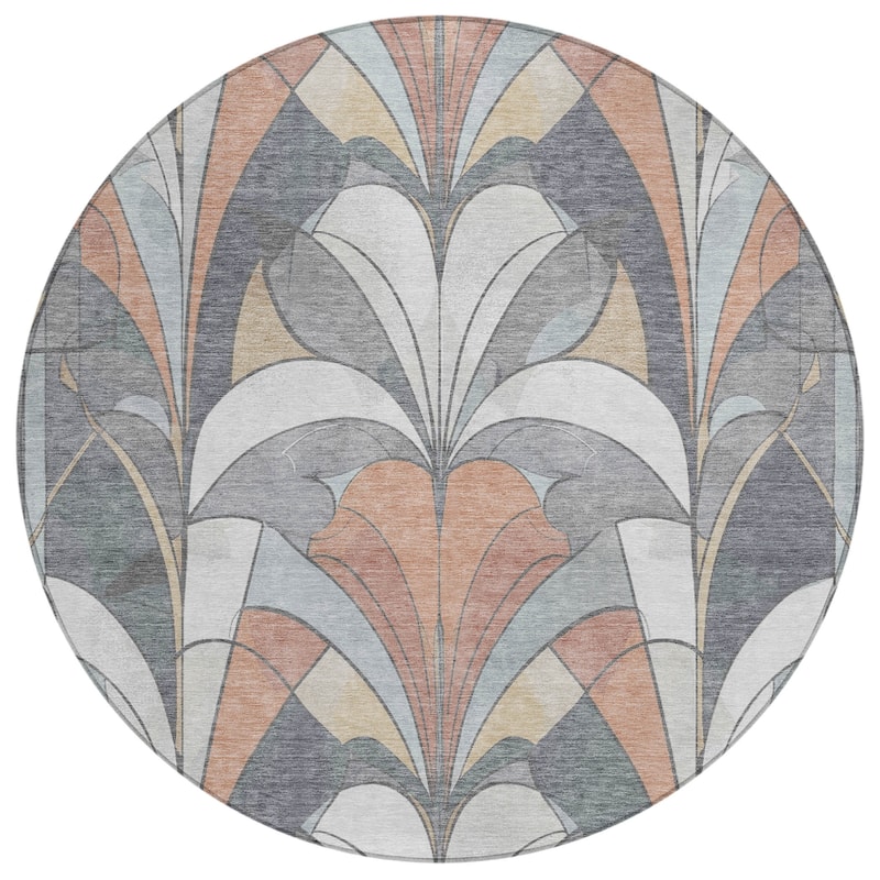 Machine Washable Indoor/Outdoor Modern Mosaic Chantille Rug