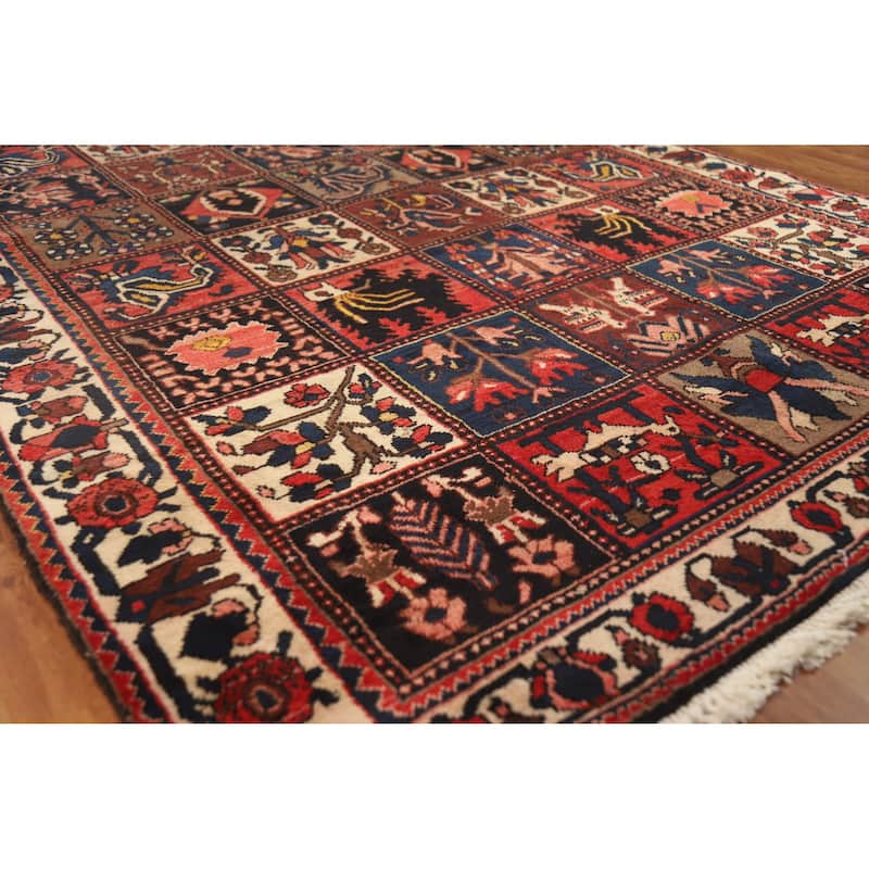 Garden Design Bakhtiari Persian Area Vintage Rug Hand-Knotted Wool Carpet - 5'8" x 9'7" - 5'8" x 9'7" - Multi-Color