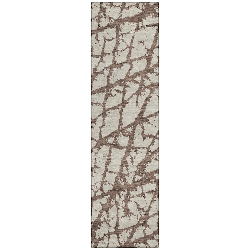 Machine Washable Indoor/ Outdoor Abstract Contemporary Chantille Rug