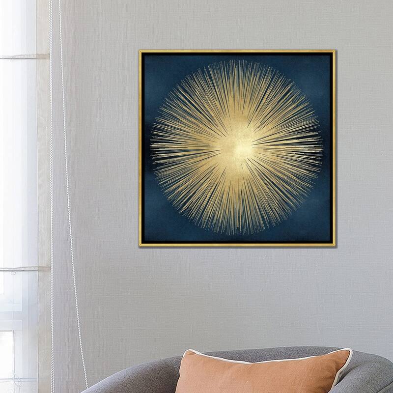iCanvas "Sunburst Gold On Blue I" by Abby Young Framed Canvas Print