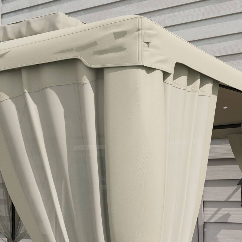 9.6' x 11.6' Outdoor Patio Gazebo with 2-Tier Roof, Netting, and Steel Frame for Garden and Backyard