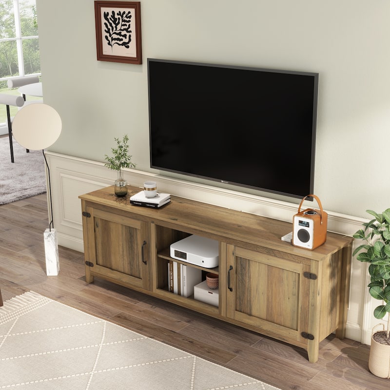 Wood Storage Cabinet Media Console for TVs up to 80"