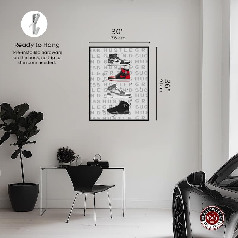 Notoriart Hype Sneakers Framed Sneaker 1 Piece Canvas Wall Art