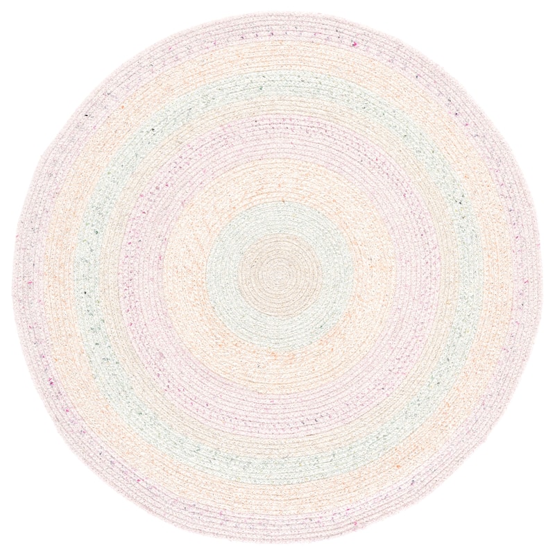 SAFAVIEH Handmade Braided Arnhild Wool Rug - 5' Round - Pink/Sage