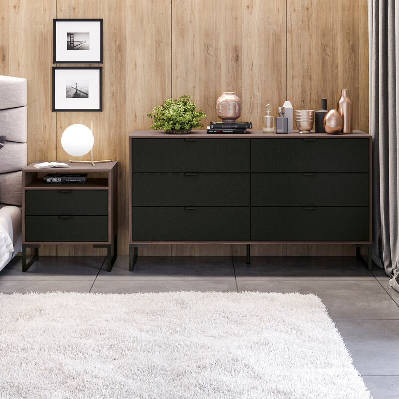 Kappesberg New Collins 2-Piece Bedroom Set, 6-Drawer Dresser & One (1) 2-Drawer Nightstand