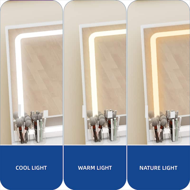 Vanity Desk Makeup Table Light Strip Mirror Dressing - 35.4"L x 15.7"W x 53.5"H